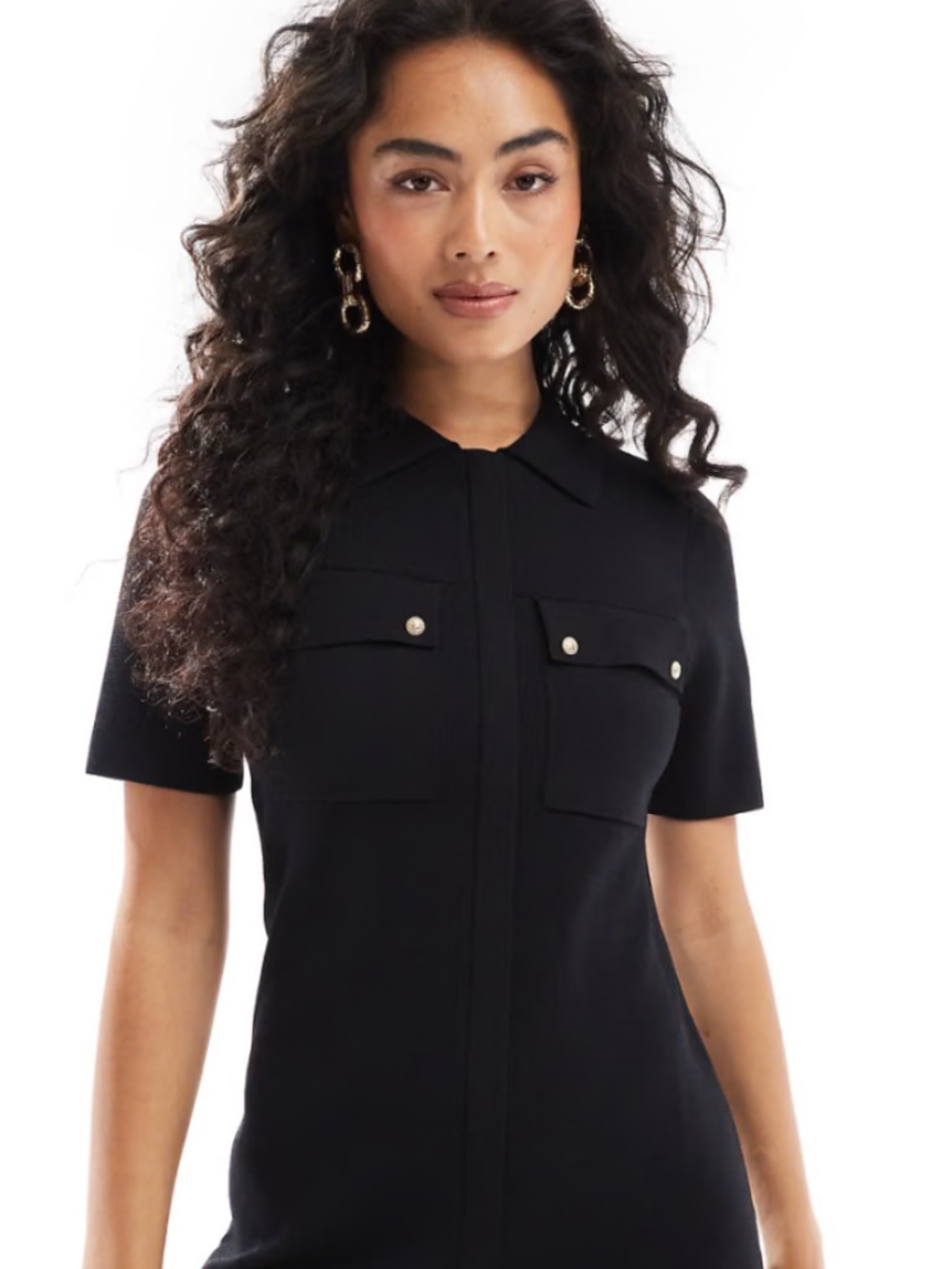 NWOT Forever New crepe knit mini dress in black